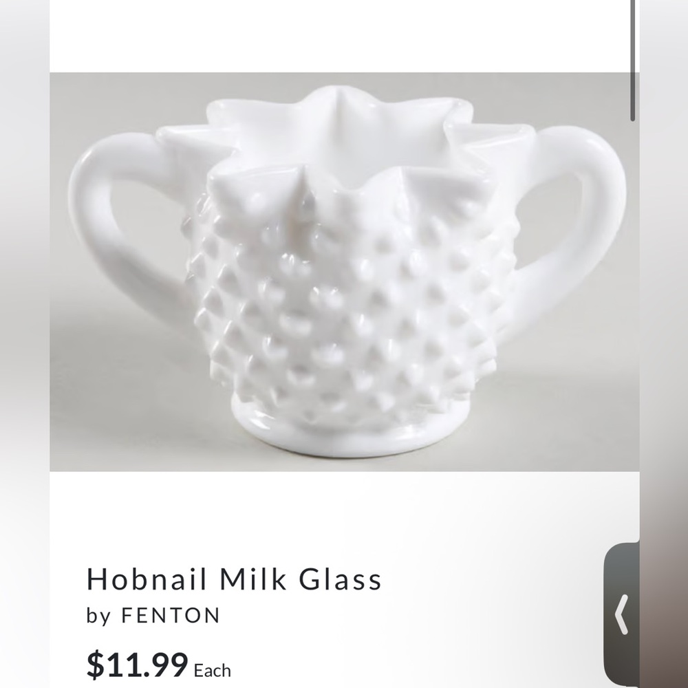 Fenton White Hobnail Milk Glass Bowl